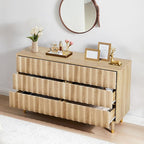Fluted 6 Drawer Dresser, 53" Wide Modern Storage Chest of Drawers, Wood Drawer Organizer for Bedroom, Living Room, Hallway