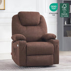 MCombo Power Lift Recliner Chair for Elderly, Lift Chair with Heat and Massage for Tall People, USB&Type C Ports, Extended Footrest, Cup Holders, Fabric 7516 (Large, Coffee)
