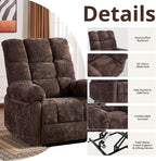 Oversized Power Lift Recliner Chair for Elderly, Electric Lift Chair with Masssage and Heat, Overstuffed Power Recliner for Adults, 3 Positions,USB Ports, Side Pockets, Coffee