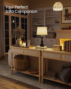 VASAGLE Console Table, Sofa Table, Narrow Entryway Table with 2 Drawers, Open Storage Shelf, Rounded Corners, for Living Room, Boho Style, Oak Beige ULNT016Y57V1