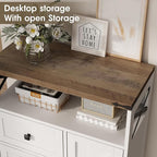Fameill White Farmhouse Storage Cabinet with 2 Drawers & Shelves,Freestanding Kitchen Cabinet with Doors,Floor Storage Organization for Living Room,Bathroom,Laundry