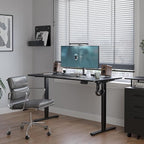 FEZIBO One-Piece Standing Desk Adjustable Height Stand up Home Office Desk, 55x24 Inch Electric Standing Computer Desk, with 4 Memory Presets, Headphone Hook, Black