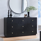 Fluted Dresser for bedroom, 55"W Black 9 Drawer Dressers, Wood Tall Dresser Storage Organizer, Modern Bedroom Chest of Drawers with Deep Storage for Closet Hallway, Entryway, Living Room Black