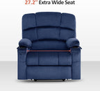 MCombo Oversized Dual Motor Power Lift Recliner Chair Sofa with Massage and Heat for Big Elderly People, Infinite Position, USB Ports, Fabric R7677 (Navy Blue, Medium-Oversize)