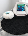 Unique Loom Solid Shag Collection Area Rug (7' 1" Round, Jet Black)