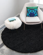 Unique Loom Solid Shag Collection Area Rug (7' 1" Round, Jet Black)