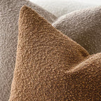 Foindtower Set of 2, Decorative Textured Boucle Throw Pillow Covers Accent Solid Pillow Cases Neutral Soft Couch Cushion Case for Chair Sofa Bedroom Living Room Home Decor 24 x 24 Inch Rust Tobacco