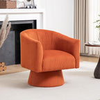 Swivel Accent Chair,Modern 360° Swivel Barrel Chair, Corduroy Upholstered Single Sofa for Living Room, Bedroom(Orange)