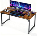 47inch Computer Desk with Deeper Carbon Fiber Desktop, Gaming Office Desk with Sturdy Metal Frame,Home Office Desk for Gaming, Working, Studying, Rustic Brown