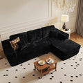 104" Cloud Sectional Couch with Chaise, Boneless L-Shaped Cloud Couch with Deep Seat, Soft Plush Modern Minimalist Sofa, Assembly Free Comfy Sofa for Office Living Room Apartment(Black, Right Chaise)