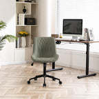 YOUNIKE Olive Green Comfy Home Office Desk Chair Small Vanity Chair with Wheels Swivel Adjustable Modern Task Chair with High Back Armless Cute Faux Leather Upholstered Rolling Sewing Chair Compact