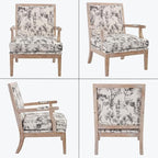 chairus Farmhouse Linen Accent Chair Set of 2, Upholstered Reading Chair with Solid Wood Frame Lounge Arm Chair with High Back for Living Room, Reception Room, Waiting Room, Floral Pattern