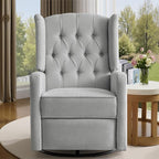 ABAKAN Swivel Rocker Recliner Chair, 360 Degree Nursery Rocking Recliner, Linen Glider Chair with Button Tufted Wingback Chair, for Living Room, Bedroom, Gray