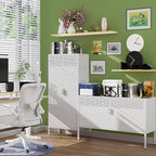 61 Inches Metal Storage Cabinet with Doors and Shelves, 4 Tier Kitchen Pantry Cabinet, Multi-Purpose Metal Cabinet for Home, Dining, Laundry, Living, Bathroom and Utility Rooms (White)