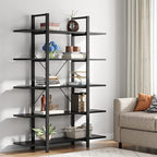 Tribesigns 5-Tier Bookshelf, Vintage Industrial Style Bookcase 72 H x 12 W x 47L Inches, Black