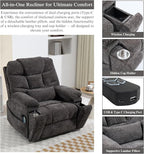 Power Lift Recliner for Elderly Adults, Dual Motor Lay Flat Lift Chair with Heat Massage, Cup Holder & Wireless Phone Charger, USB Type C Charging, Big Tall 400 lbs