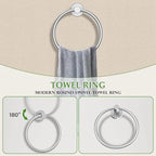 10-Piece Towel Bar Set Brushed Nickel Bathroom Hardware Accessories Set Includes 23.6in Towel Bar Round Towel Ring TP Holder and Hooks Stainless Steel Wall-Mounted Towel Racks Set for Bathroom