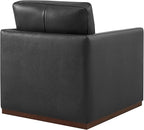 CHITA Genuine Leather Swivel Accent Chair, FSC Certified Mid Century Modern Arm Chair for Living Room and Bedroom, Fully Assembled, Black