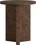 Henn&Hart 20" Scandinavian Round Wooden End Table, Side Table, Nightstand with X-Base for Living Room, Office, Family Room, or Bedroom, Espresso Burl