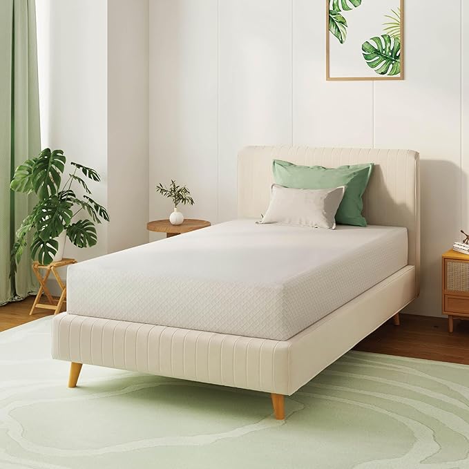 Twin XL Mattress 10 Inch Green Tea Memory Foam Mattress for Cool Sleep & Pressure Relief, Medium Feel, Fiberglass Free, Bed in a Box, Removable Washable Cover, CertiPUR-US Certified