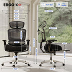 FLEXISPOT ErgoX-PRO Ergonomic Office Chair with Footrest Black – 5D Lumbar, 7D Armrests, 4D Headrest, 551LB Capacity, Cloudtech Cushion – Office, Gaming, Bedroom
