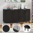 Fluted Cabinet with Storage, Small Buffet Cabinet Sideborad with Door, Kitchen Buffet Storage Accent Cabinets with Adjustable Shelves for Living Room, Entry, Hallway,Black