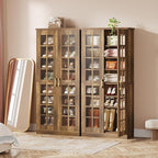 Tribesigns 71-Inch Tall Shoe Cabinet with Doors, 8-Tier Shoe Storage with Adjustable Shelves, Modern Shoe Organizer Shoe Rack Cabinet for Entryway, Hallway, Closet, Living Room, Rustic Brown