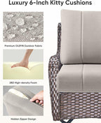 Luxury 24x24x6 Inch Kitty Outdoor Furniture Cushions Set of 6 - Comfortable Deep Seat Patio Chair Cushion for Wicker Dining Rocking Swivel Chairs Loveseat Couch Sectional Sofa - Beige