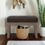 SIMPLIHOME Milltown 27 inch Wide Contemporary Rectangle Footstool Ottoman Bench in Distressed Brown Vegan Faux Leather, Assembled, for the Living Room and Bedroom