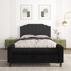 Queen Size Headboard Only, Linen Wall Mounted Headboard Queen/Full Size for Adjustable Bed, Modern Vertical Channel Design with Curved Tufted Upholstered Head Board, Dark Gray