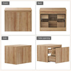 Bathroom Vanity, Natural Color Wall-Mounted Bathroom Vanity with Hidden Drawer (Nature Without Sink, 24)