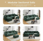 147.8" U Shaped Modular Sectional Sofa, Comfy Cloud Couch with Movable Ottoman, Deep Seat Modular Sofa, Sectional Couches for Living Room, Bedroom, Apartment (Green)