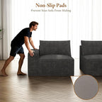 Vesgantti 143.7" Oversized Boneless Sectional Couch, Modern 6 Seater Modular Sofa with Ottoman & Deep Seat, Convertible Chenille Cloud Couches for Living Room, No Assembly Required, Dark Grey