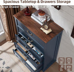 Bedroom Dresser Sets, 54" Wide 7 Drawers Dresser and 45" Tall 5 Drawers Dresser, Wooden 2 Piece Bedroom Furniture Set, Chest of Drawer for Bedroom, Home, Living Room, Hallway, Navy Blue