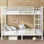 Bellemave Full Over Full Bunk Bed for Adults, Full Size Bunk Beds Frame with Build in Ladder and Full Length Guardrail, Easy Assemble Bunkbeds, Noise Reduced, Mattress Not Included, White