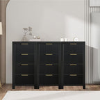 Modern Solid Wood Chest of Drawers, Multifunctional Large-Capacity Storage Drawer Cabinet, Dresser Organizer with Metal Handle, for Hallway, Entryway, Black X3