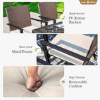 Sophia & William 9 Pieces Patio Dining Set for 6-8 People, Expandable Rectangular Metal Outdoor Table and Rattan Chairs with Cushions, All Weather Patio Table and Chairs Set