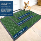 OLANLY Front Door Mat Indoor Outdoor Entrance, Waterproof All-Season, All-Weather Doormat, Sturdy Natural Rubber, Low Profile, Easy Clean Patio Porch Entryway Mat, Herringbone Brick (Green, 29.5x17)