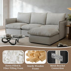 Ottoman,Down Fill Comfort Footrest,Down Filled Spill & Stain-Resistant Cloud Couch,L Shape U Shape Cloud Modular Sectional Sofa for Living Room,Apartment,Office,Light Grey
