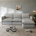 Waterproof Cloud Sectional Couches,High Backrest Down Filled Sofa for Living Room,94.5" Modular Sofas L-Shaped with Ottoman,Detachable Couch Covers,Light Grey