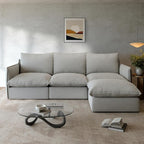 Waterproof Cloud Sectional Couches,High Backrest Down Filled Sofa for Living Room,94.5" Modular Sofas L-Shaped with Ottoman,Detachable Couch Covers,Light Grey