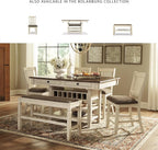 Signature Design by Ashley Bolanburg Double Upholstered Bench, Counter Height, Whitewash
