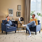 VINGLI Navy Blue Accent Chairs for Living Room, Line Comfy Upholstered Chair Mid Century Modern Armchair for Bedroom, Home Office, Small Spaces, Apartment