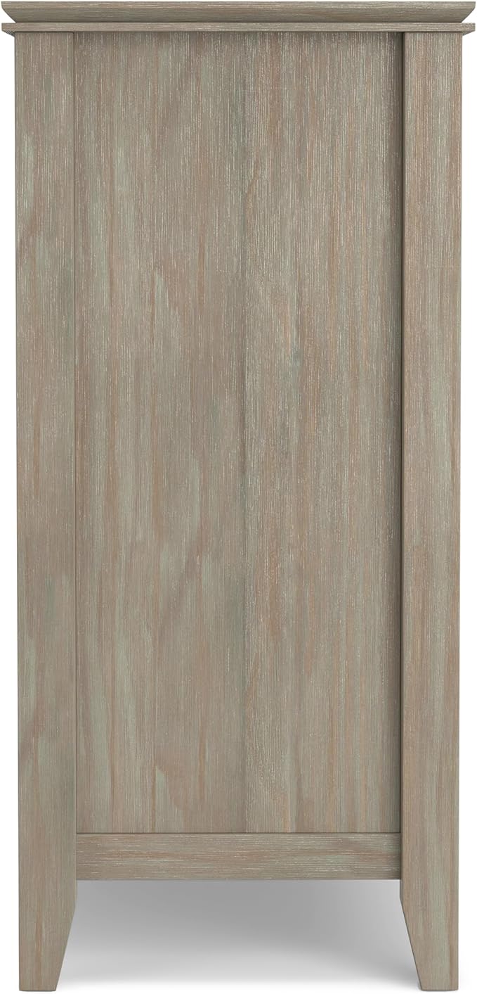 SIMPLIHOME Artisan Buffet - 54 inch Wide Solid Wood 3-Door Sideboard Buffet in Distressed Grey, Transitional Storage Cabinet for Dining Room or Kitchen with Adjustable Shelves and Bronze Hardware