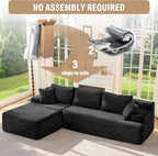Hobestluk Modular Sectional Couch Sofa, 108" Boneless Couches for Living Room, Memory Foam Sectional Couch with Oversized Chaise,L-Shape Couches (Black, Left Facing)