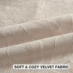 FUTEI Beige Velvet Throw Pillow Covers 12x20 Inch Set of 2,Soft Embossed Leaf-Relief Textured Lumbar Pillow Cases,Natural Home Decor for Couch Living Room