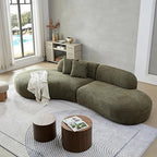 135.4" Oversized Curved Sofa Round Sectional Couch with Chaise,Luxury Cloud Sofa,Modern Boucle Couch with 2 Pillows,Couches for Living Room,Small Spaces,Office,Apartment (Green-Left-Facing)
