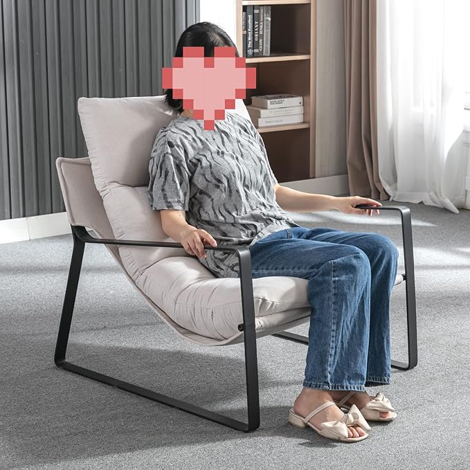 LukeAlon Modern Linen Accent Armchairs Set of 2, Upholstered Soft Living Room Chairs with Metal Base Removable Thickened Cushion Sofa Chairs Comfy Lounge Chair for Bedroom Living Room, White
