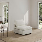 Modern Sectional Linen Cloud Couch for Living Room Armless Modular Filled-Down Sofas,Detachable Couch Cushion Covers,Cozy Feather Down Sofa for Apartment Cream White