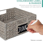 Best Choice Products Set of 4 13x12in Water Hyacinth Pantry Baskets, Woven Organizers w/Chalkboard Label, Chalk Marker - Gray